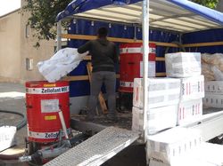 Einblasen von Isofloc in Dachschr�ge und Vorhangfassade