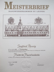 Meisterbrief Sigfried Pfennig